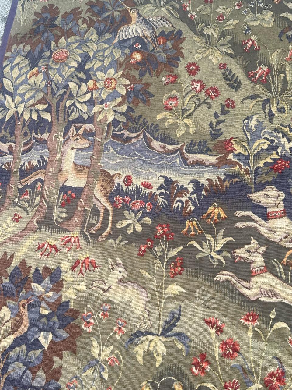 Merveilleuse tapisserie d'Aubusson française du début du 20TH CENTURY DESIGN tapisserie médiévale en vente 7