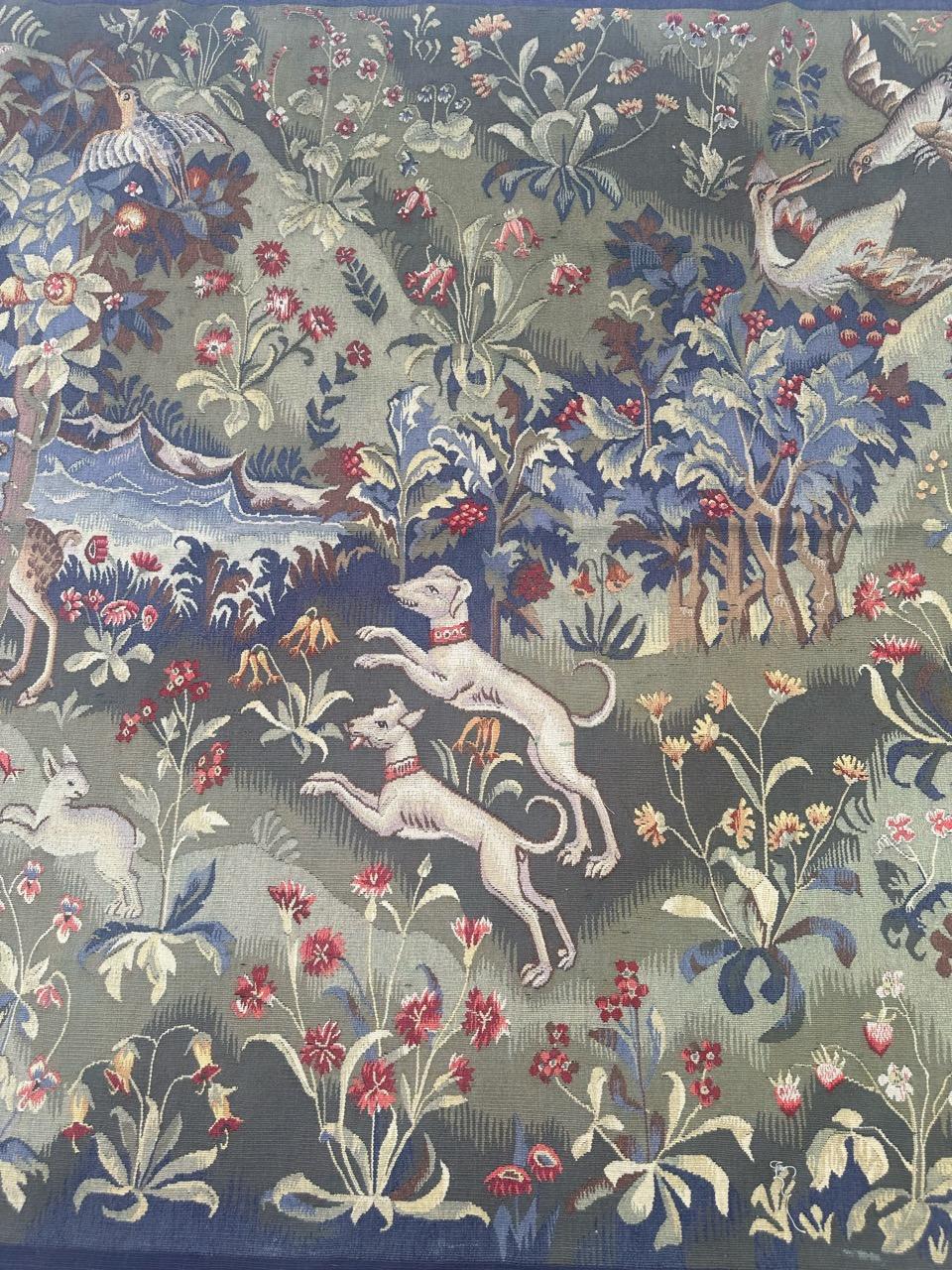 Français Merveilleuse tapisserie d'Aubusson française du début du 20TH CENTURY DESIGN tapisserie médiévale en vente