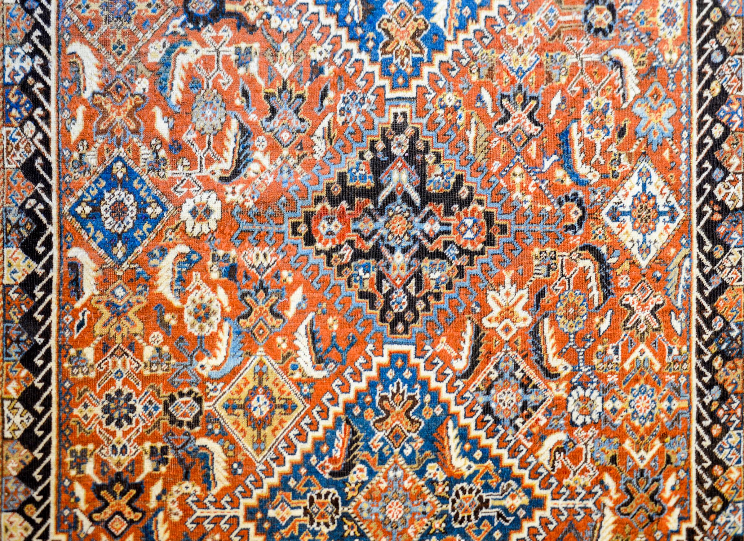 Vegetable Dyed Wonderful Early 20th Century Ghashghaei Rug For Sale