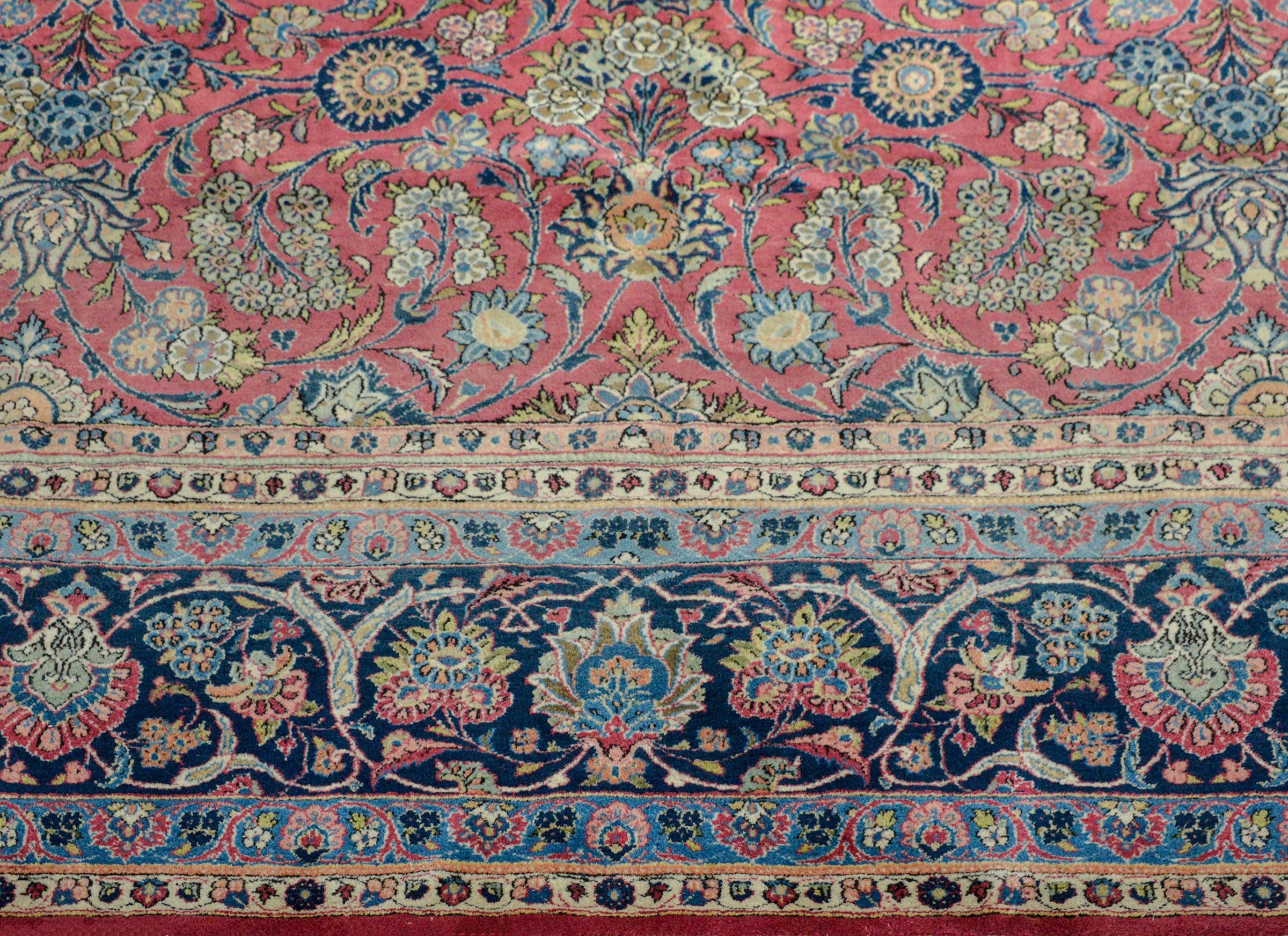 Wool Wonderful Early 20th Century Kashan Dabir Rug For Sale