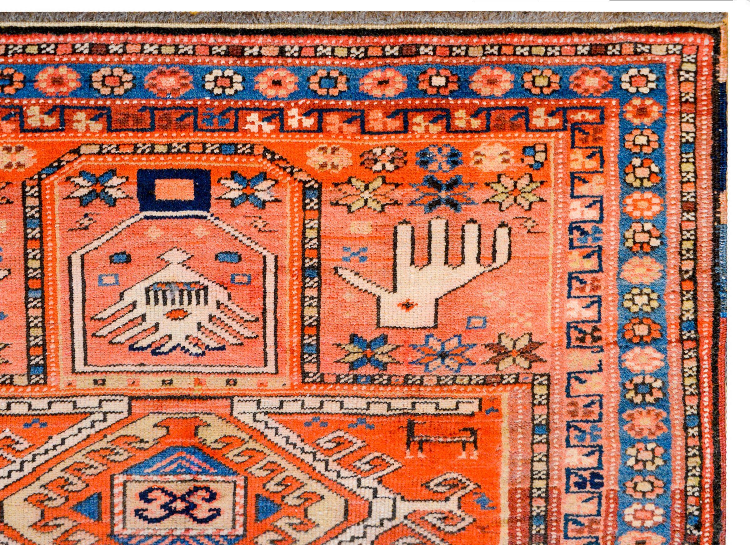 Wonderful Early 20th Century Fachralo Kazak  Prayer Rug For Sale 1