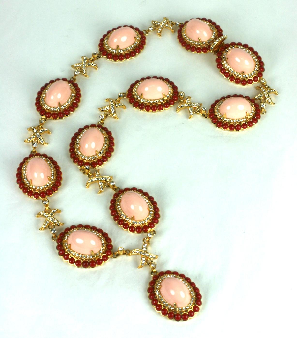 Wonderful, Early K.J.L Faux Coral Link Necklace In Excellent Condition For Sale In New York, NY
