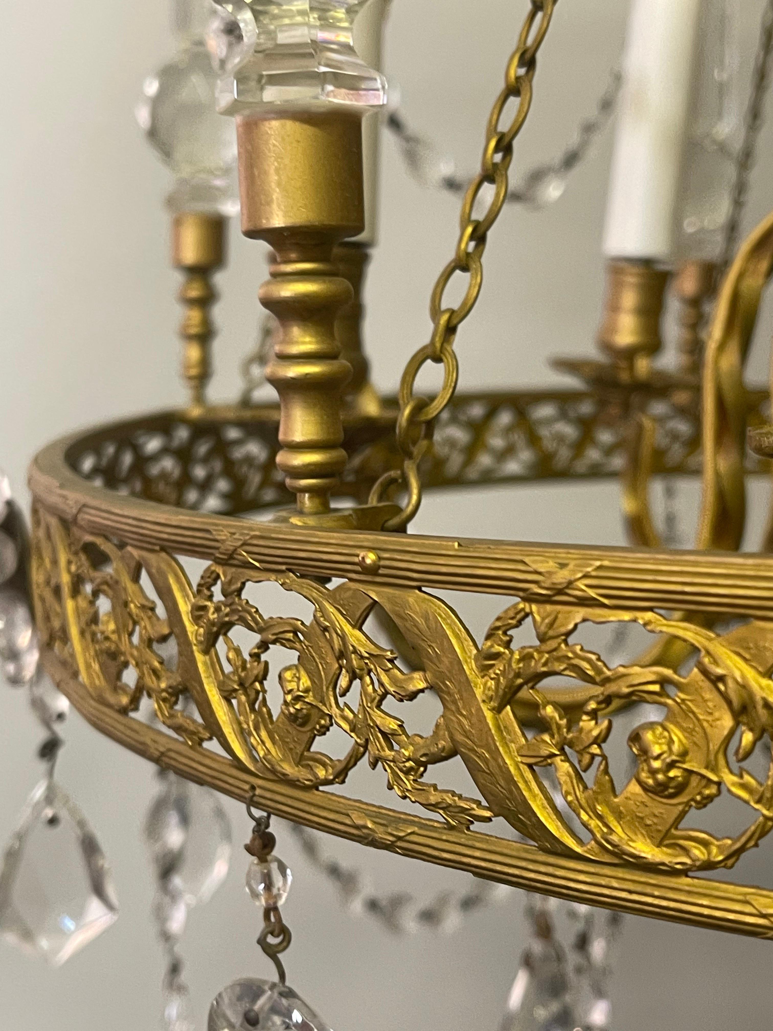 Wunderschöner früher Maison Bagus-Kronleuchter aus Bronze und Kristall, Paris, ca. 1900 im Angebot 10