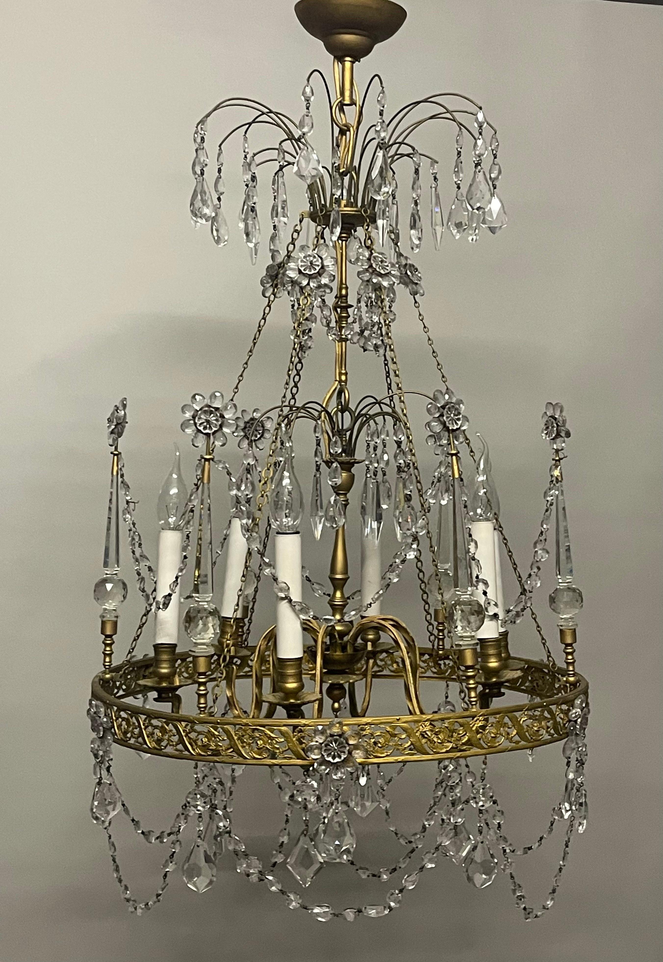 Wonderful Early Maison Baguès Bronze and Crystal Chandelier, Paris, ca.1900s For Sale 12