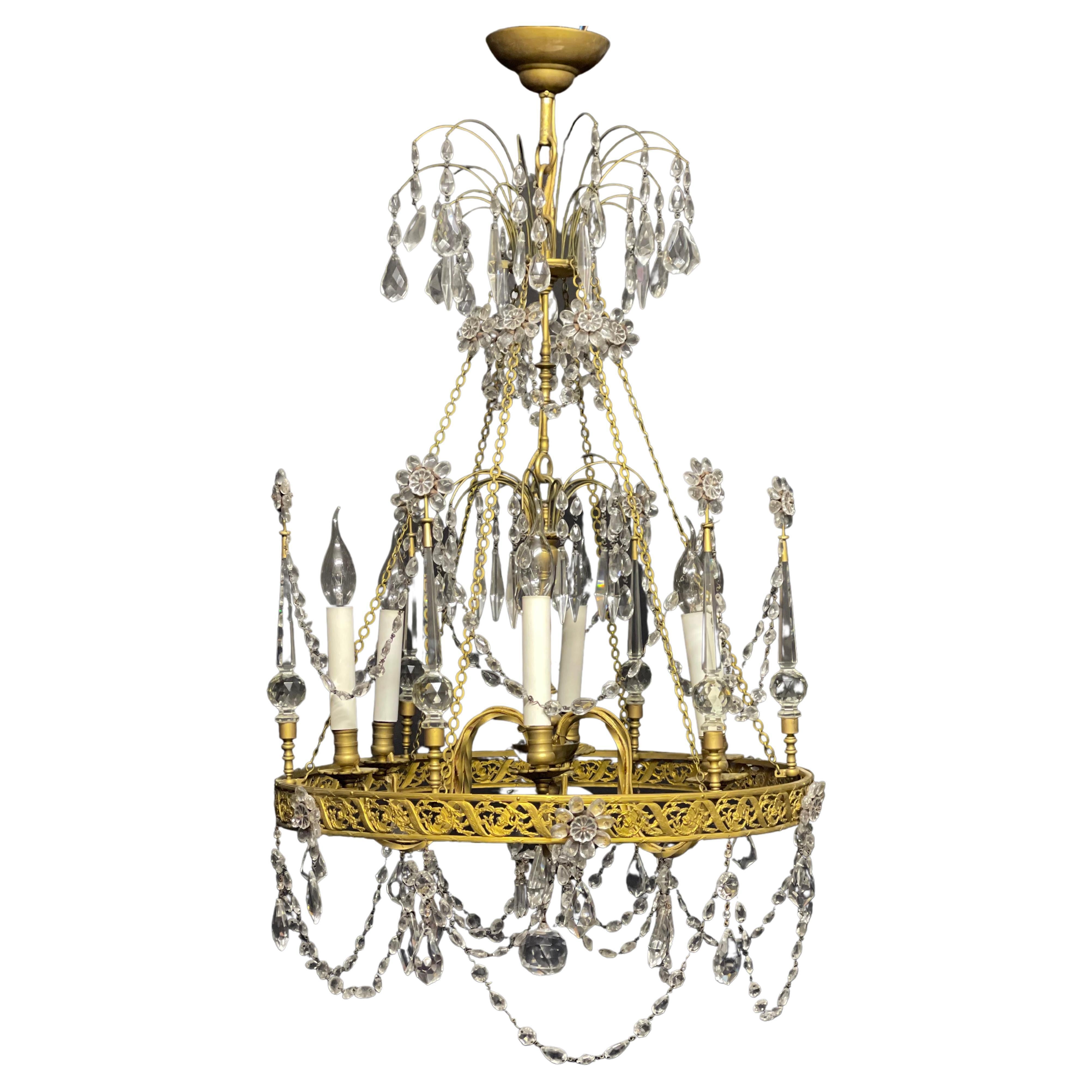 A rare, early chandelier Maison Baguès, Paris, circa 1890s.
This wonderful light fixture is made of bronze and crystal and is very rich in details.
Socket: 6 x e14 for standard screw bulbs.







