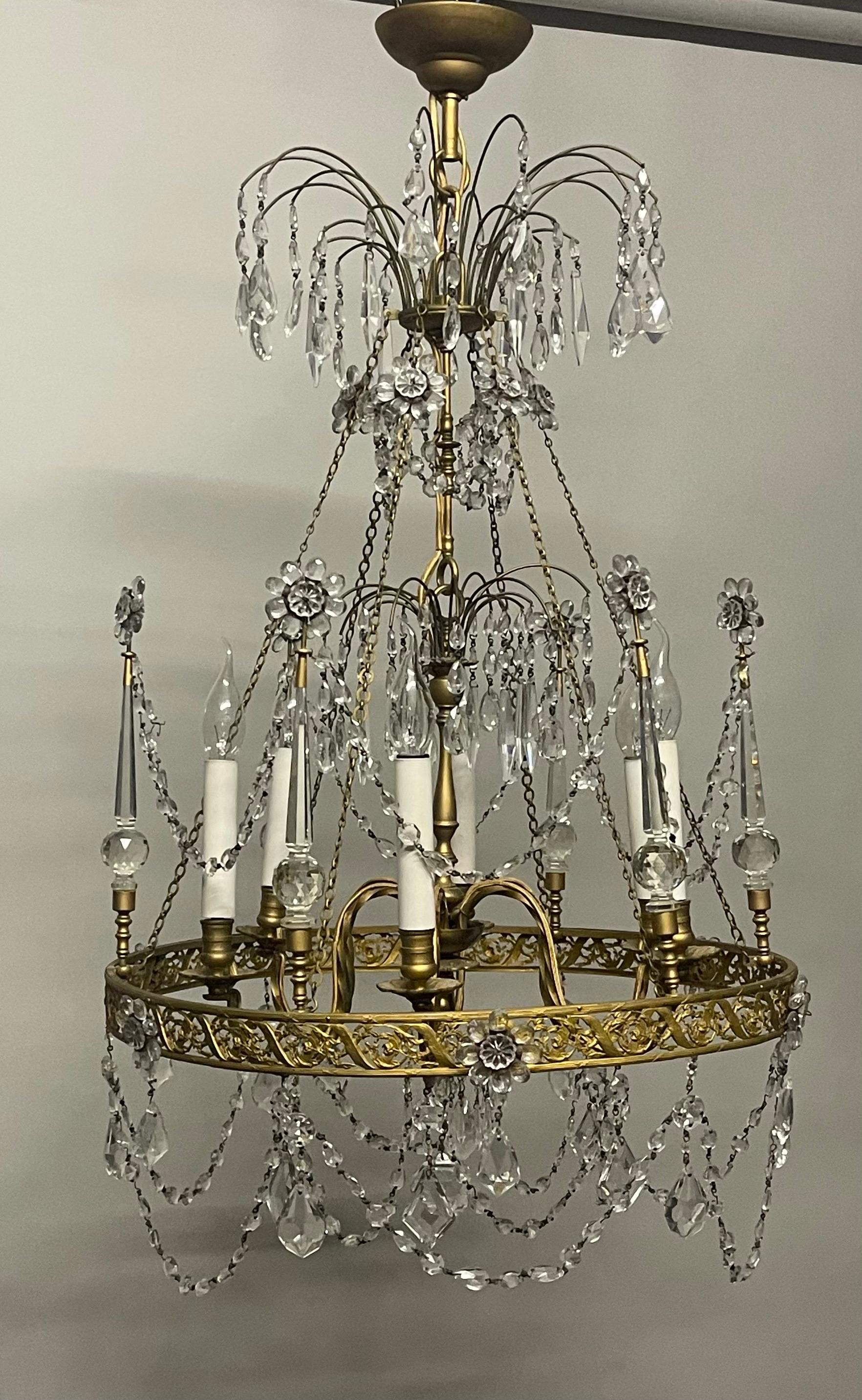 French Wonderful Early Maison Baguès Bronze and Crystal Chandelier, Paris, ca.1900s For Sale