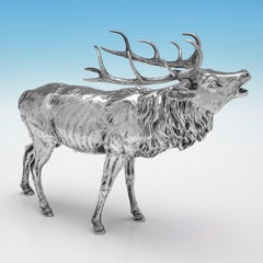 Wonderful Edwardian sterling silver model of a bellowing stag made in 1902
