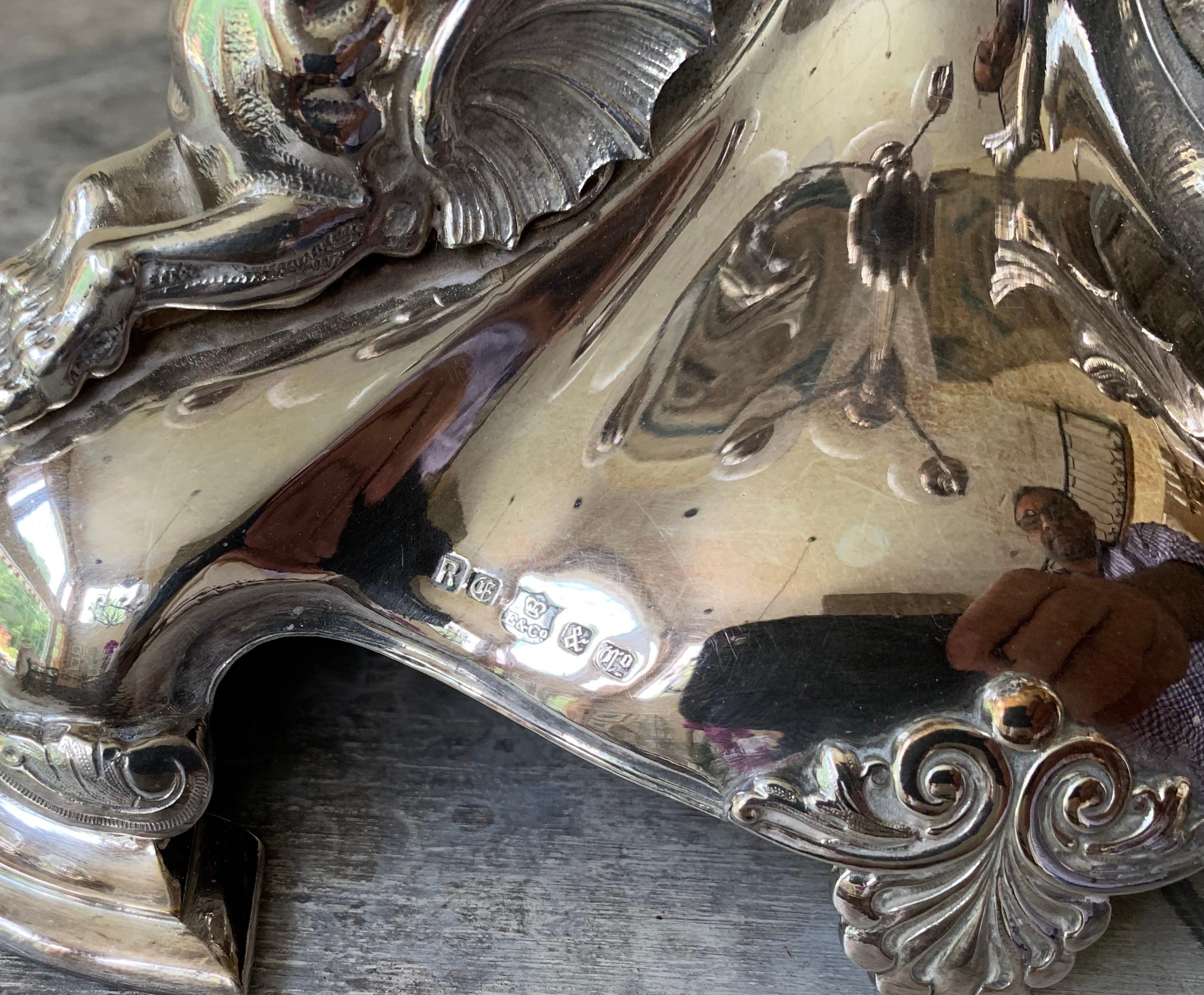 Wonderful Elkington English Silver Plate Lion Epergne Etched Glass Centerpiece 1