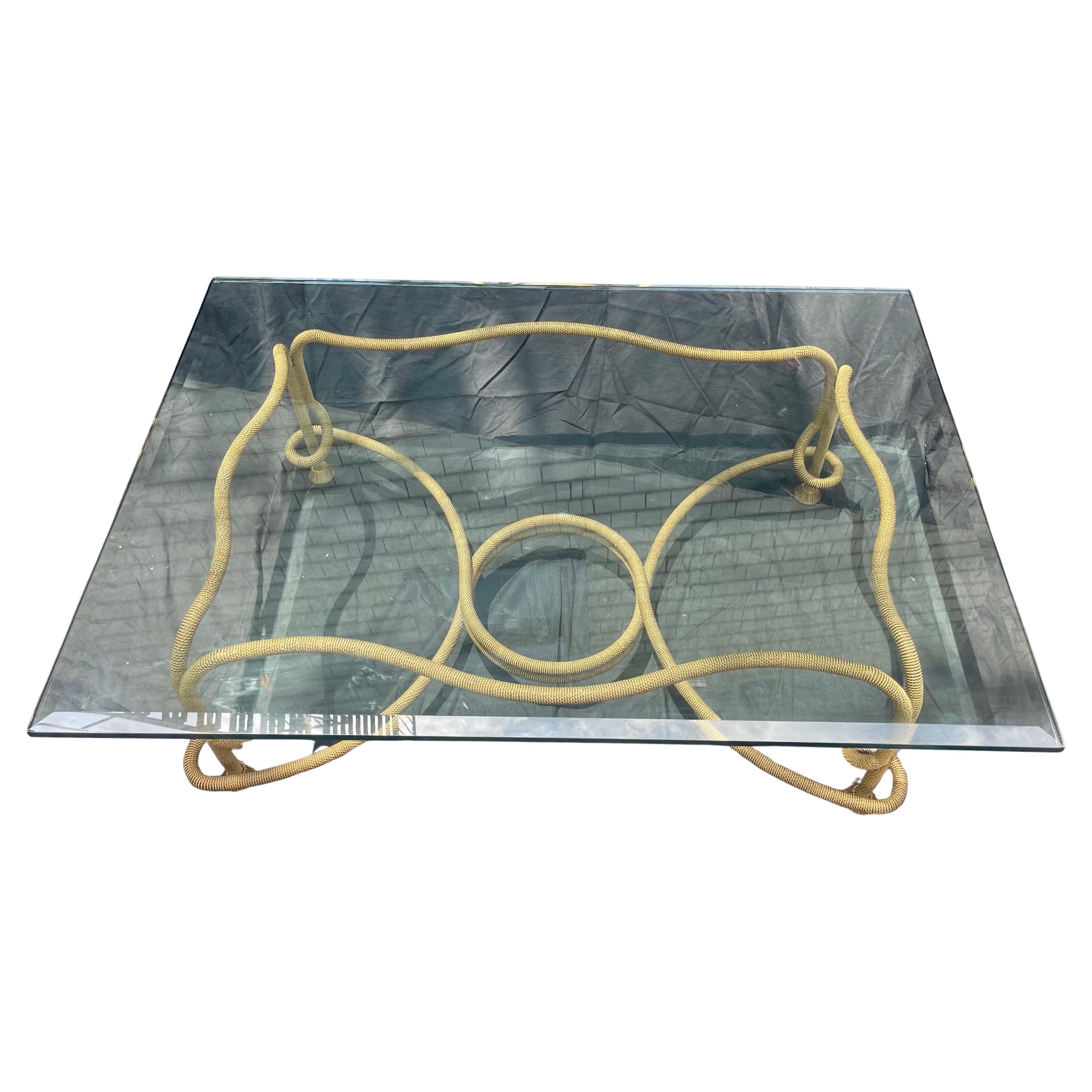 Wonderful Emilio Rey Spanish Gold Gilt Metal Beveled Glass Coffee Cocktail Table In Good Condition For Sale In Roslyn, NY