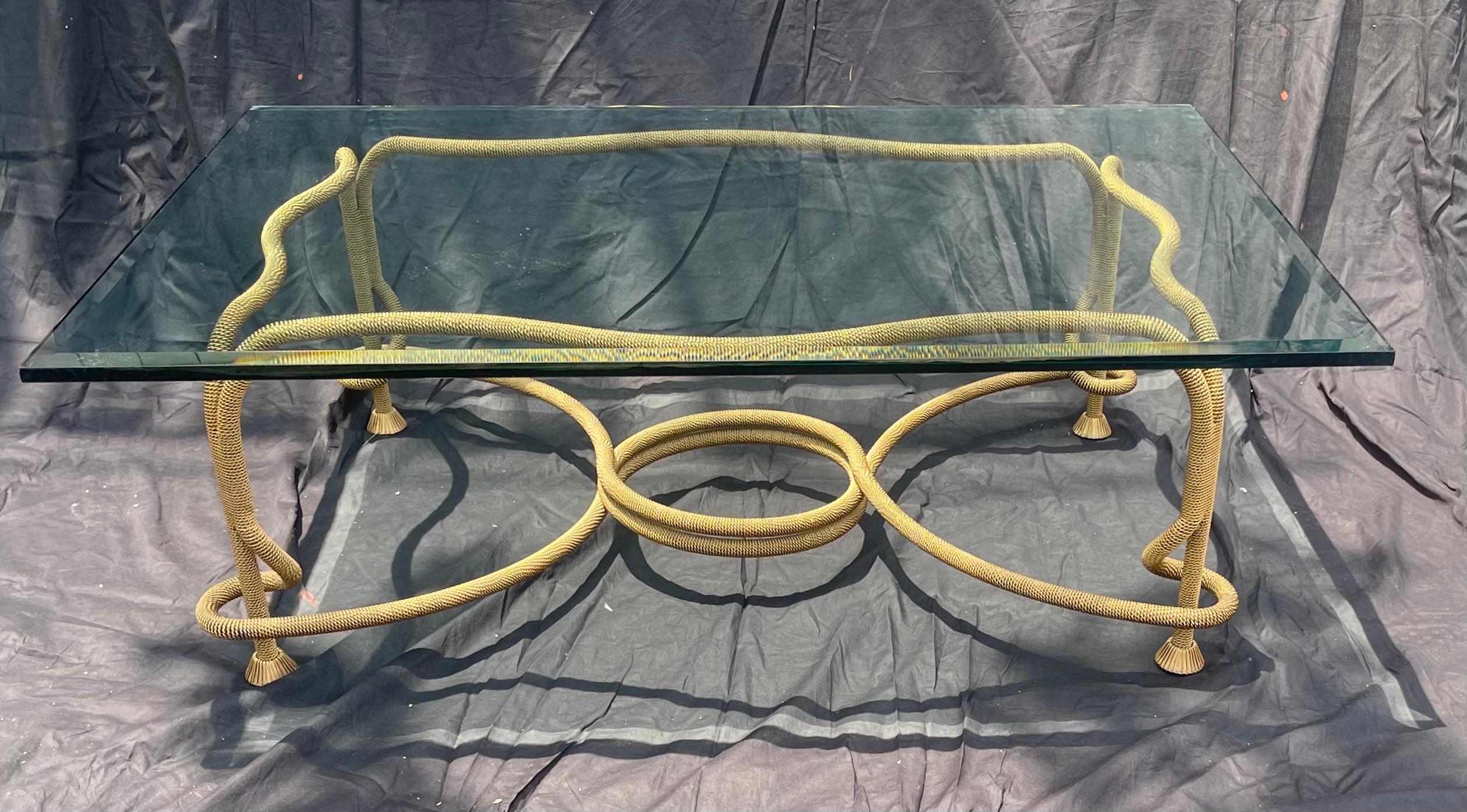 A Wonderful Emilio Rey Spanish Gold Gilt Metal & Beveled Glass Top Coffee / Cocktail Table. 
17