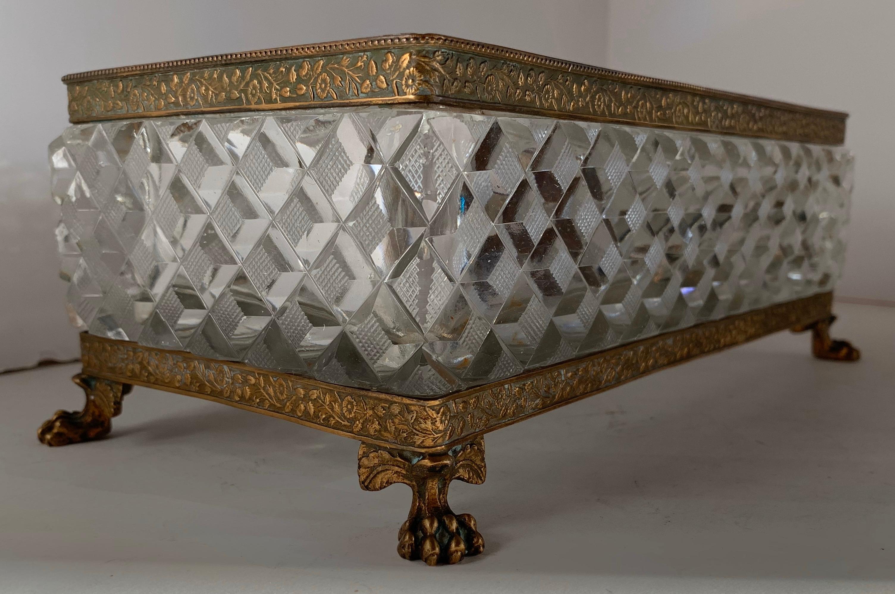 Neoclassical Wonderful Empire Gilt Bronze Cut Crystal Centerpiece Cachepot Jardinière Planter