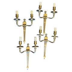 Merveilleux Empire Néoclassique Bronze Urn Caldwell Deux Candélabres Quatre 4 Appliques