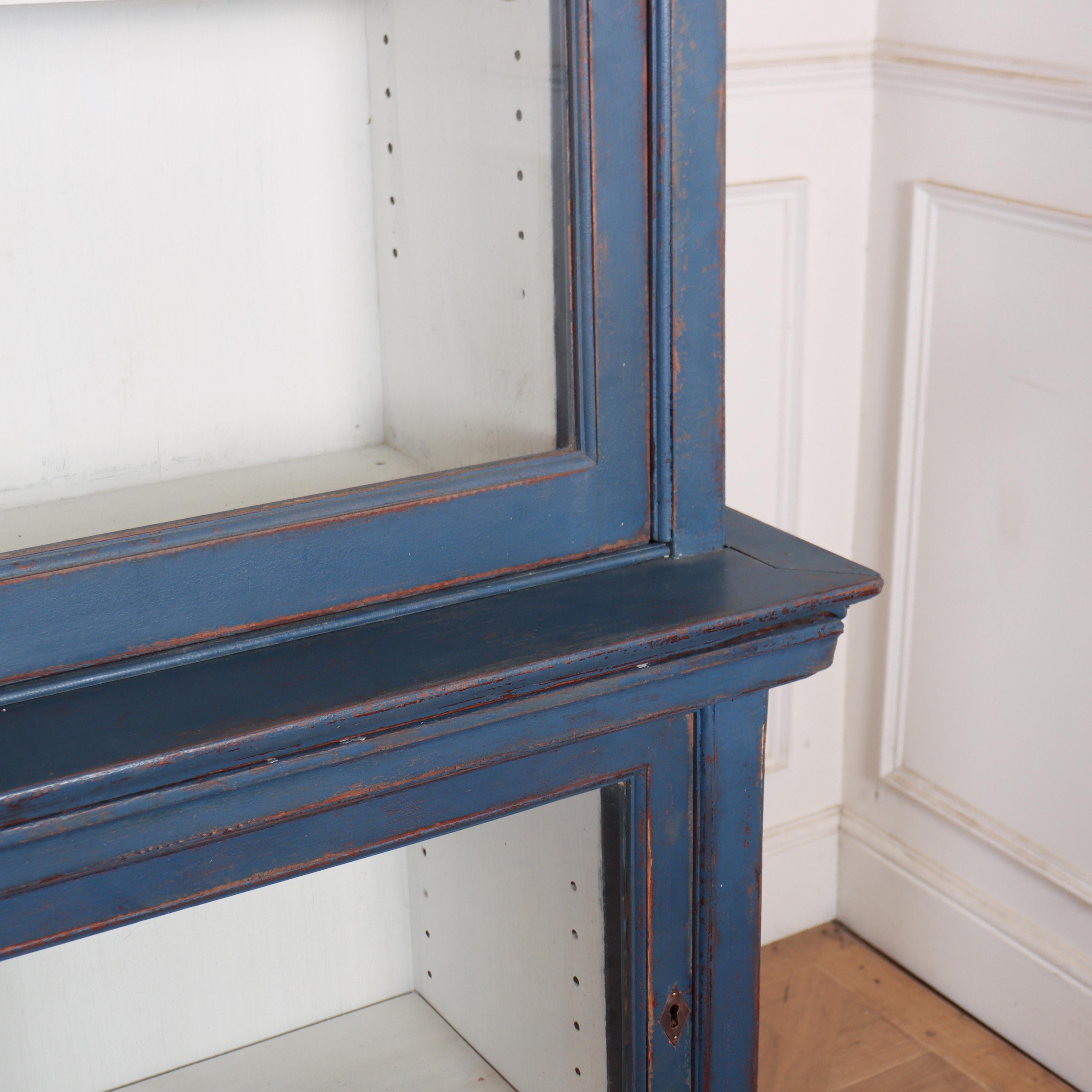 Glazed Wonderful English Painted Display Cabinet For Sale