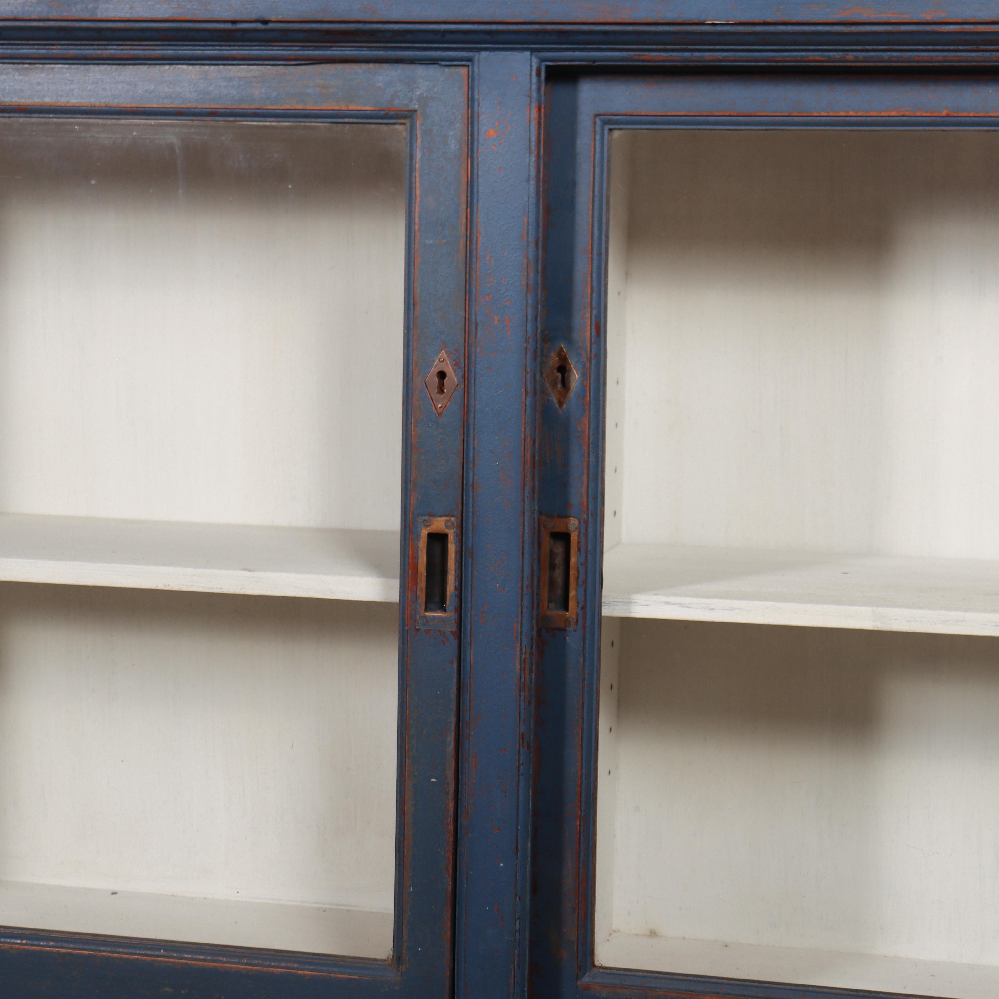 Oak Wonderful English Painted Display Cabinet For Sale