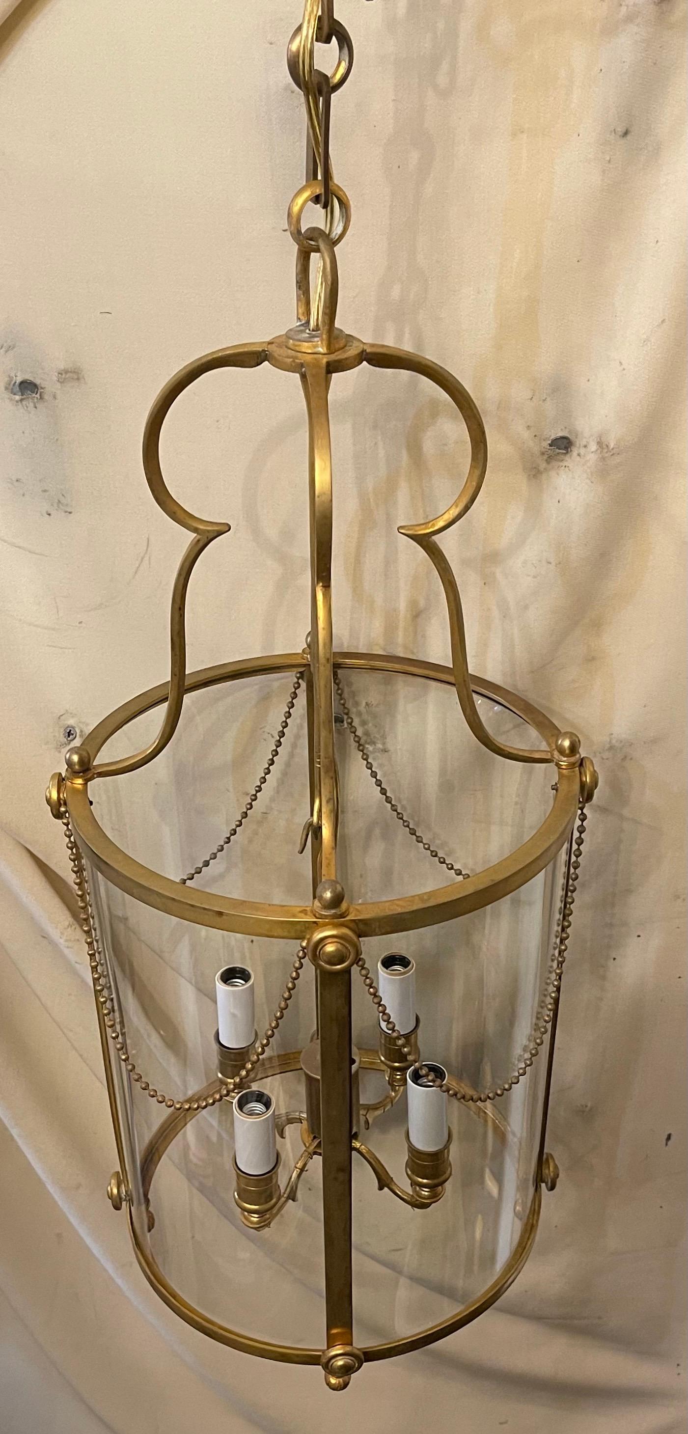 Bronze Merveilleux lustre Hansom Regency anglais à 4 lumières en bronze en vente