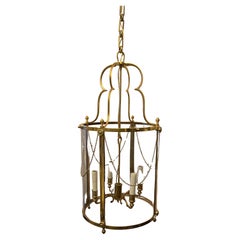 Wonderful English Regency Hansom Bronze 4 Light Lantern Chandelier Hall Fixture