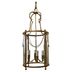 Wonderful English Regency Hansom Bronze 4 Light Lantern Chandelier Hall Fixture