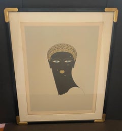 Wonderful ERTE Queen Of Sheba Color Serigraph Art Deco Female Portrait Signed