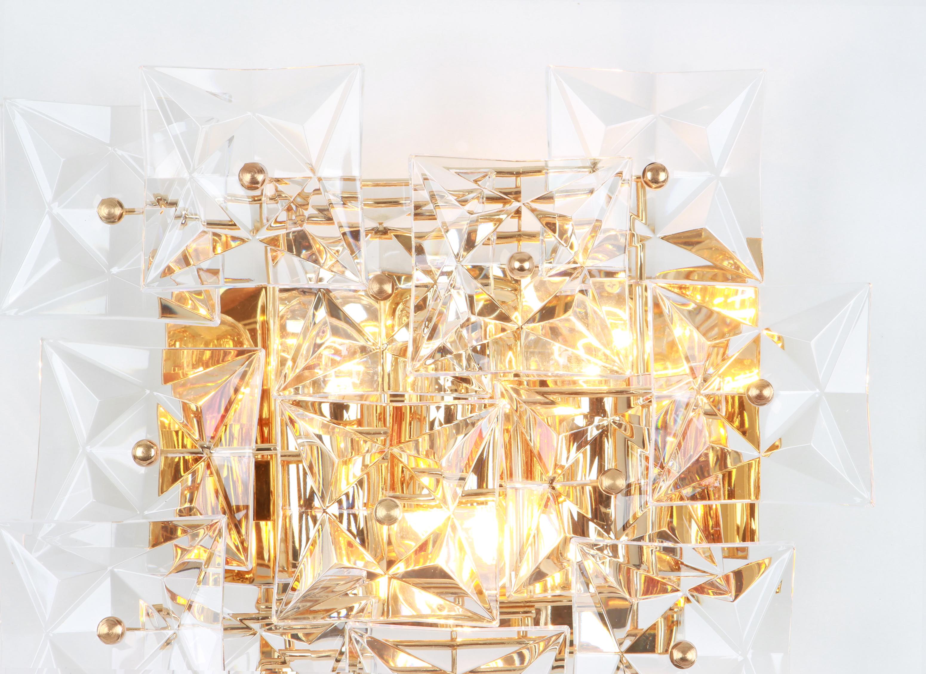 Brass 1 of 2 Wonderful Extra Large Crystal Sconce by Kinkeldey, Germany, 1970s For Sale