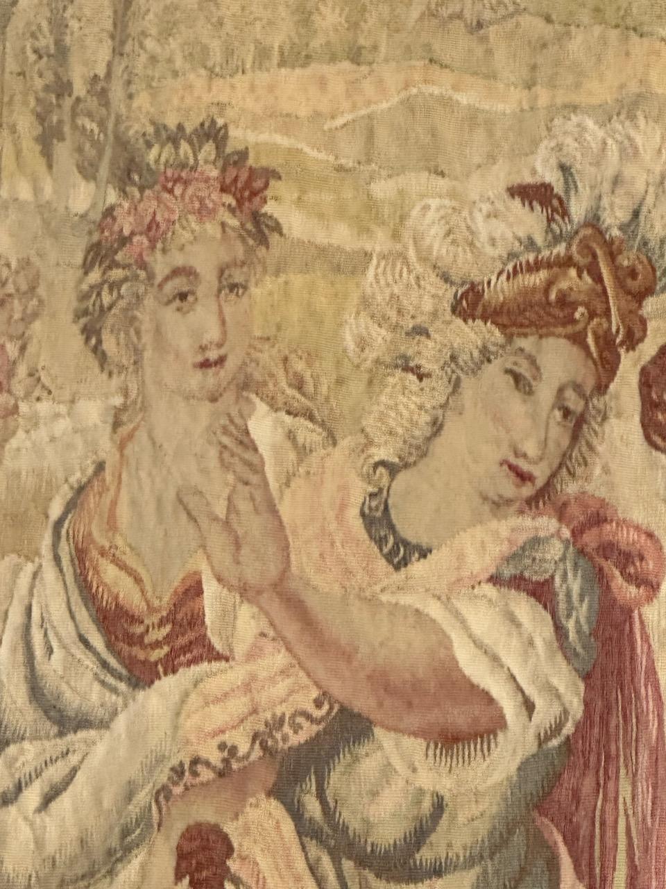 Wonderful extremely fine antique silk french Beauvais tapestry «Flower Harvest» For Sale 6
