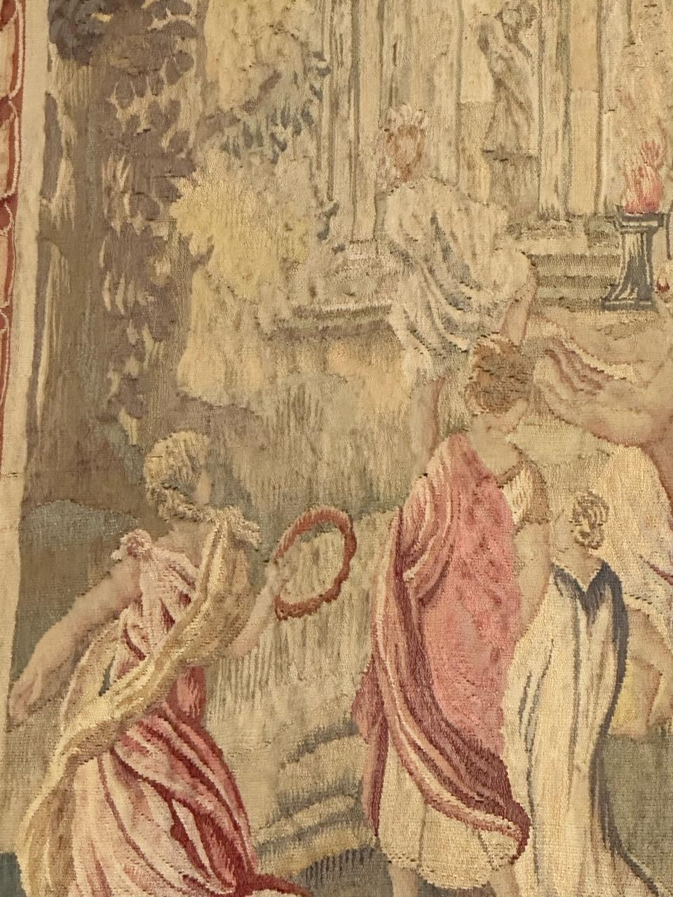 Wonderful extremely fine antique silk french Beauvais tapestry «Flower Harvest» For Sale 7