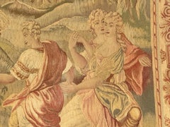 Maravilloso tapiz francés antiguo de seda extremadamente fino de Beauvais "Cosecha de flores"