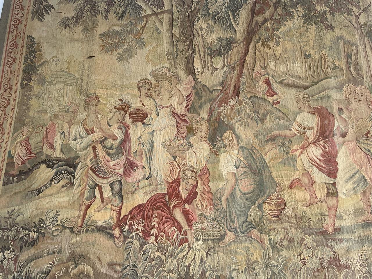 French Wonderful extremely fine antique silk french Beauvais tapestry «Flower Harvest» For Sale