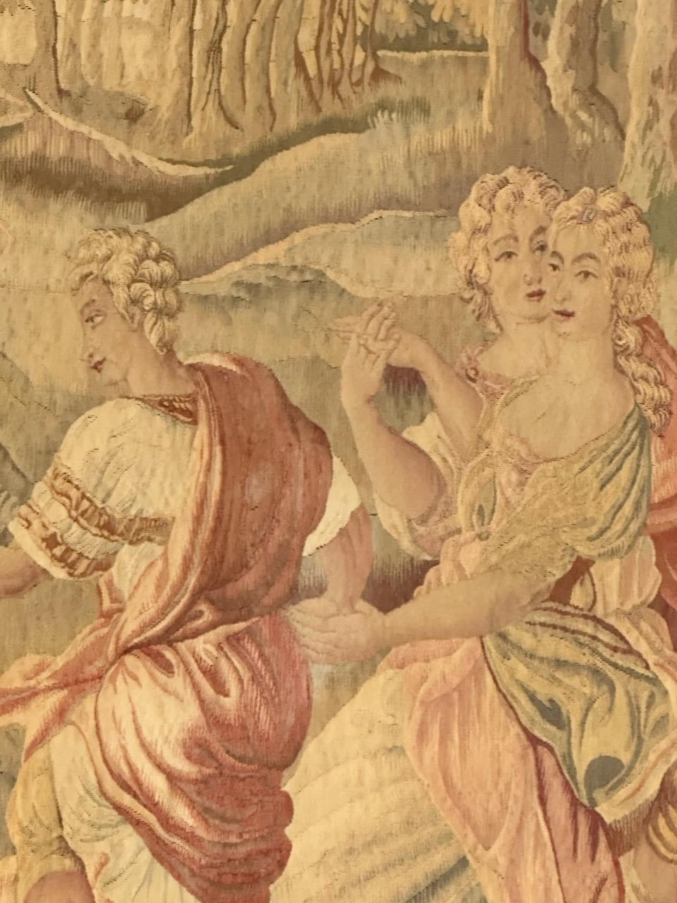 19th Century Wonderful extremely fine antique silk french Beauvais tapestry «Flower Harvest» For Sale