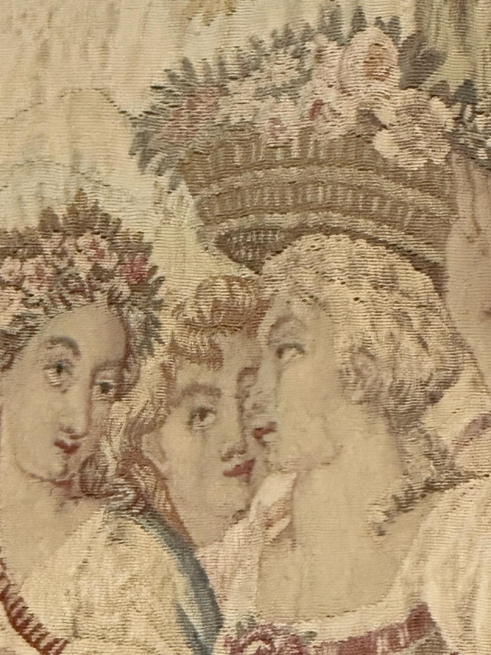 Silk Wonderful extremely fine antique silk french Beauvais tapestry «Flower Harvest» For Sale