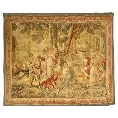 Meraviglioso arazzo in seta francese di Beauvais, estremamente raffinato, "Raccolta di fiori".