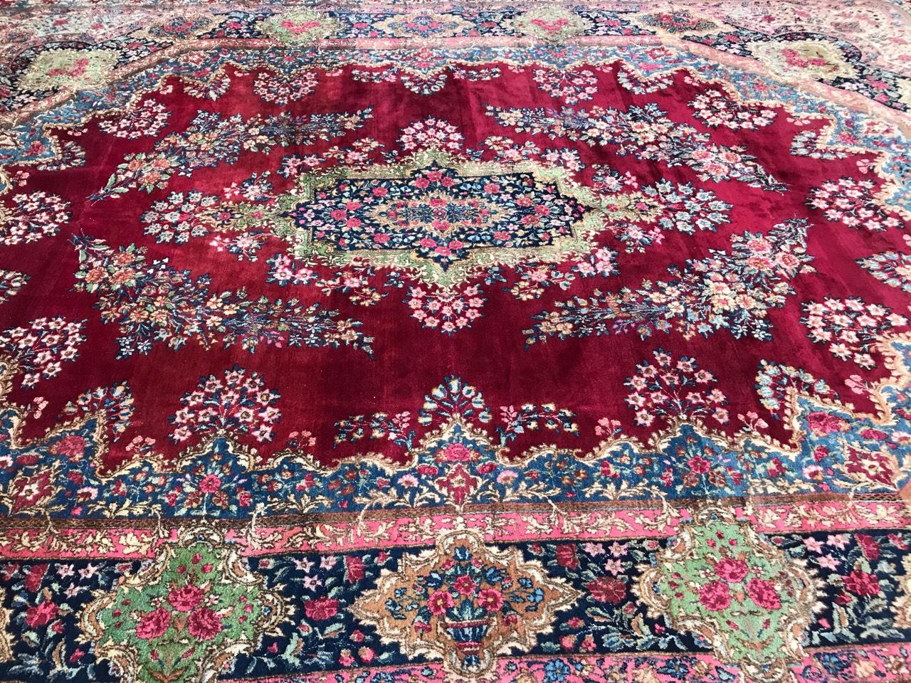 Wool Wonderful extremely Fine and Large Kirman style rug For Sale