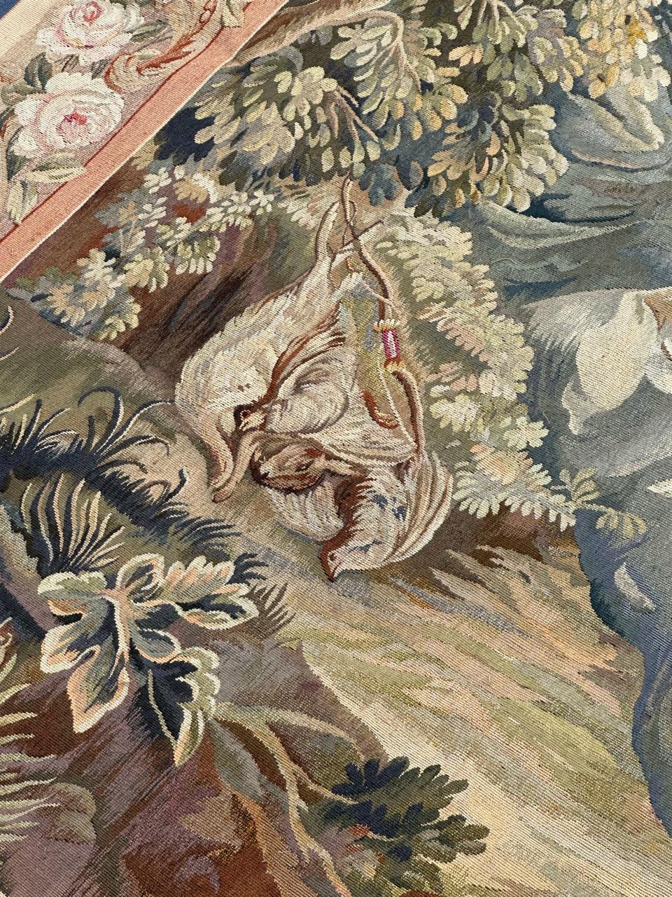Merveilleuse tapisserie d'Aubusson tissée à la main, ancienne et fine, 