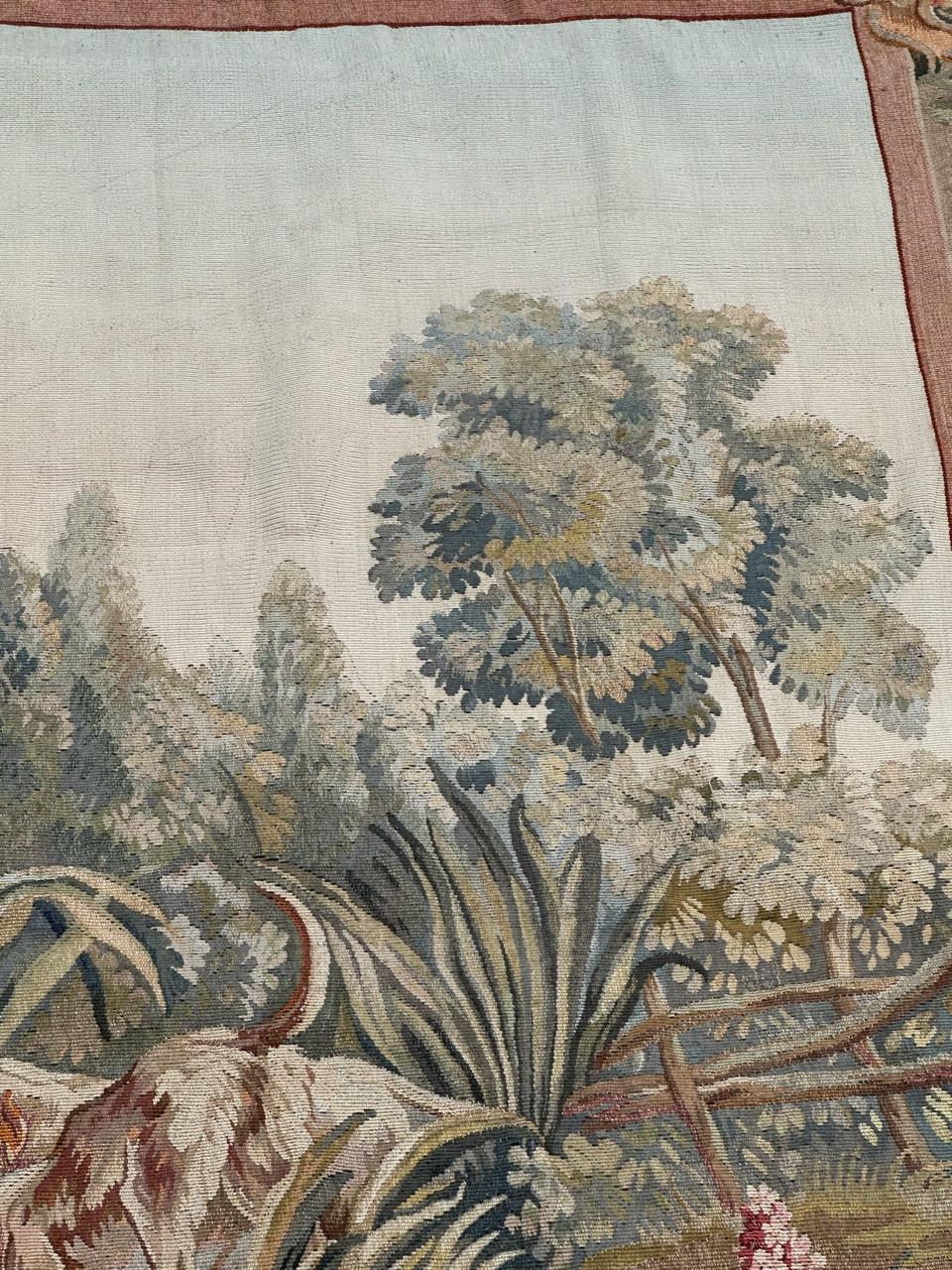 Merveilleuse tapisserie d'Aubusson tissée à la main, ancienne et fine, 