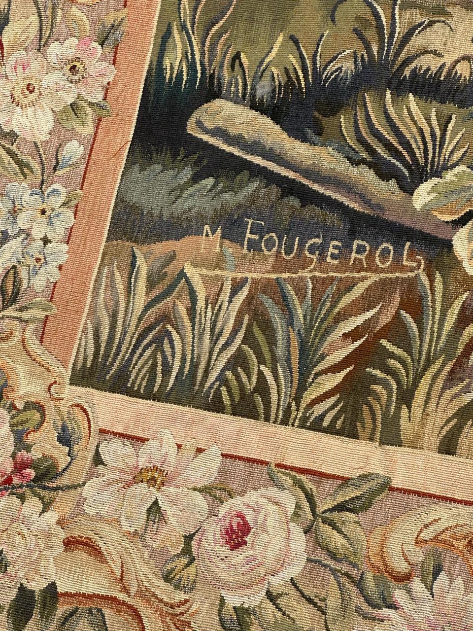 Merveilleuse tapisserie d'Aubusson tissée à la main, ancienne et fine, 