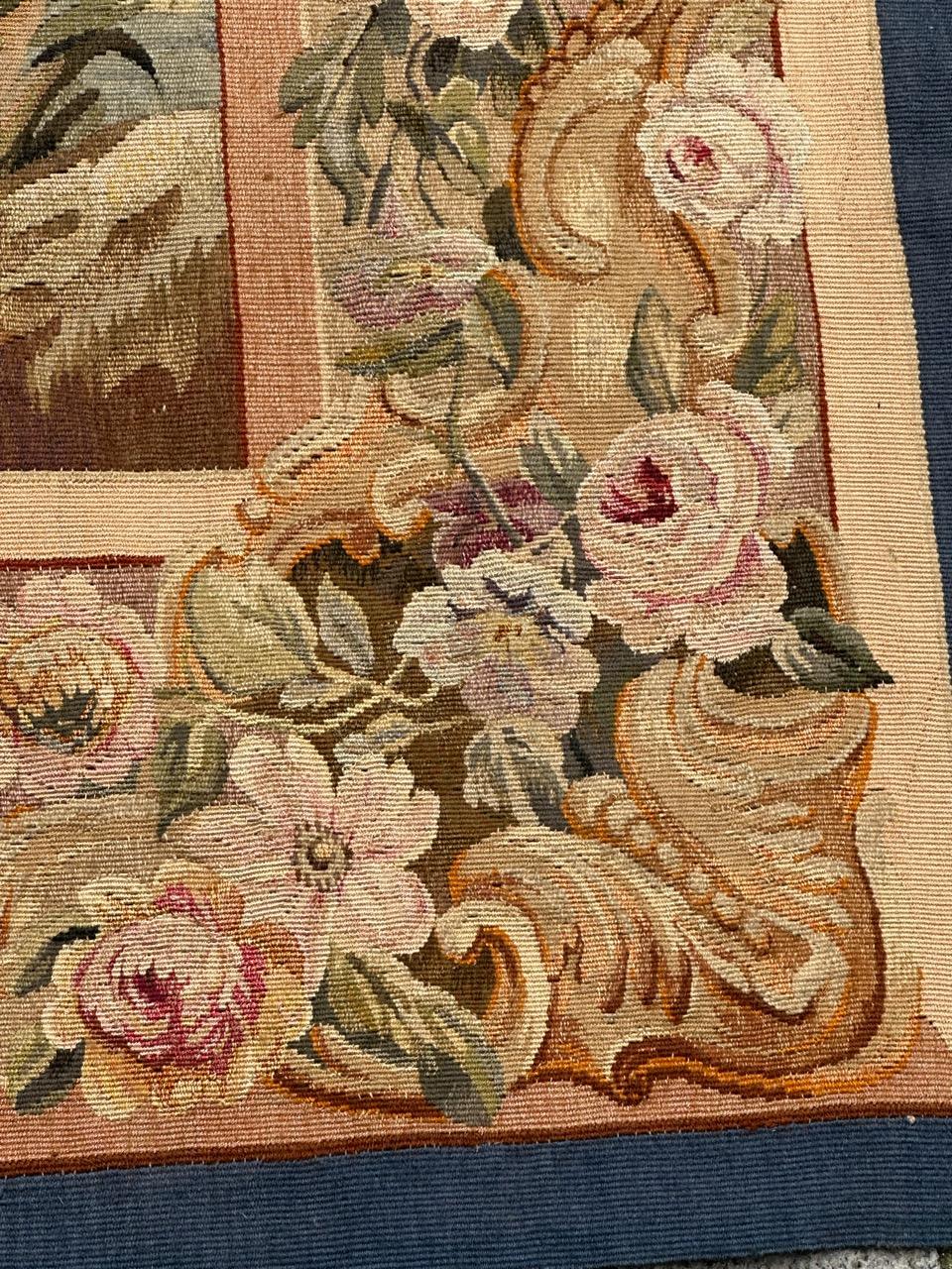 Merveilleuse tapisserie d'Aubusson tissée à la main, ancienne et fine, 