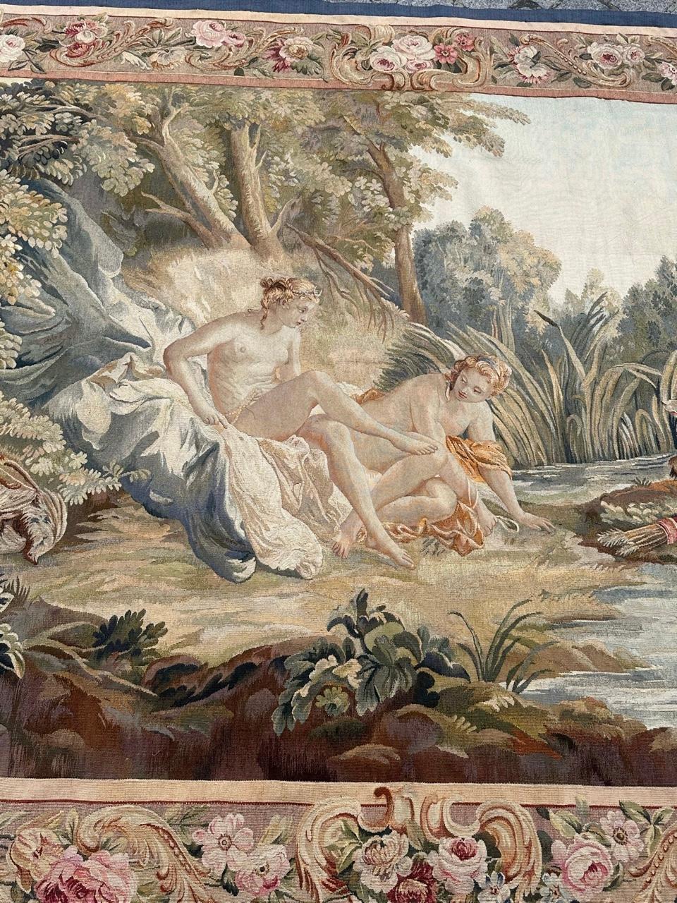 Tissage Merveilleuse tapisserie d'Aubusson tissée à la main, ancienne et fine, 
