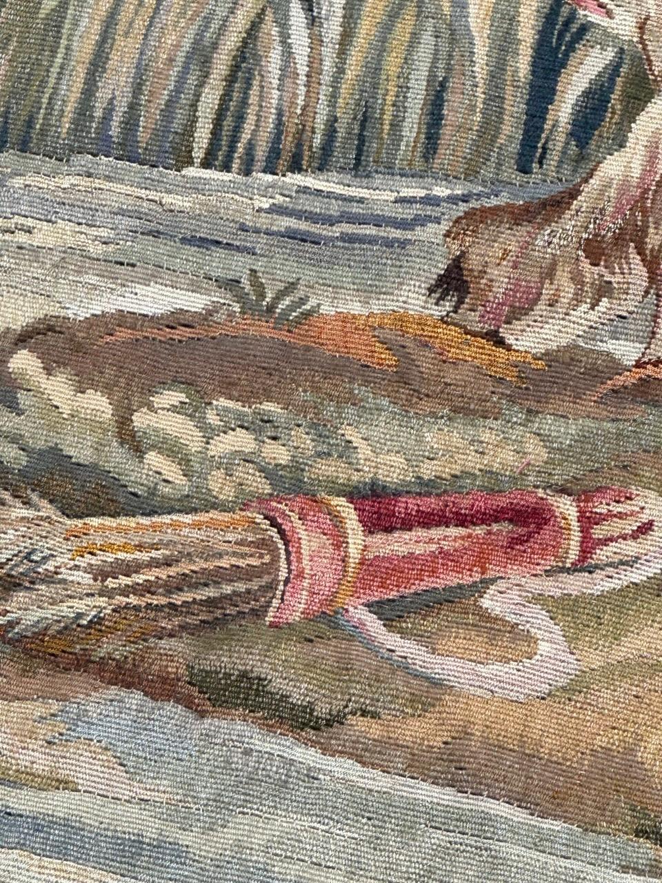 20ième siècle Merveilleuse tapisserie d'Aubusson tissée à la main, ancienne et fine, 