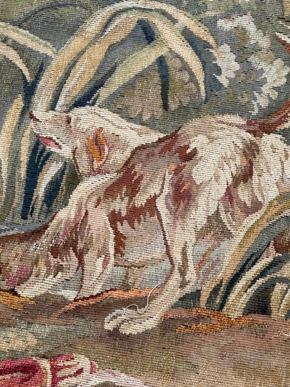 Laine Merveilleuse tapisserie d'Aubusson tissée à la main, ancienne et fine, 