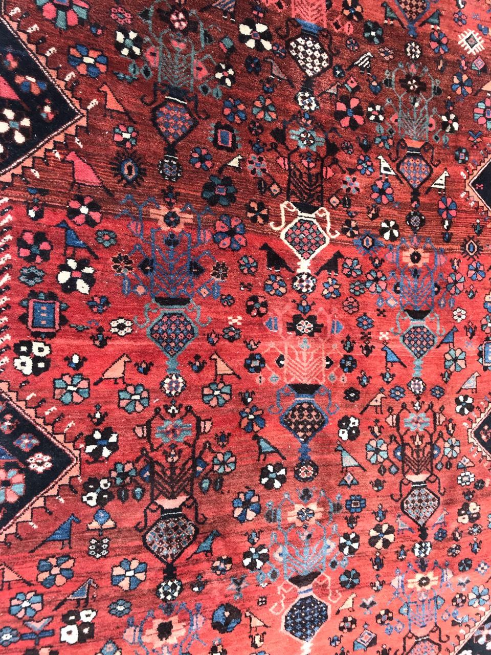 Very beautiful late 19th century runner with beautiful tribal design and a red field color with blue, green, purple, orange and yellow, entirely and finely hand knotted with wool velvet on cotton foundation.

✨✨✨
