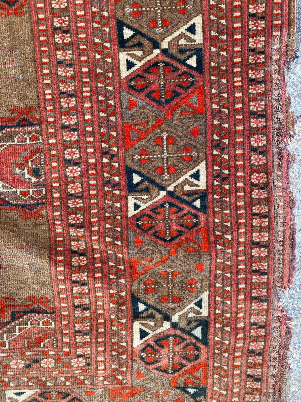 Turkmène Magnifique tapis turkmène ancien de grande taille en vente