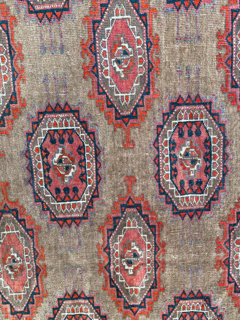 Maravillosa alfombra antigua turcomana grande Anudado a mano en venta