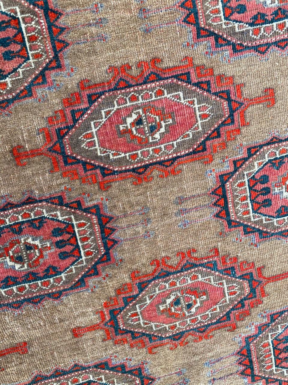 Maravillosa alfombra antigua turcomana grande Lana en venta
