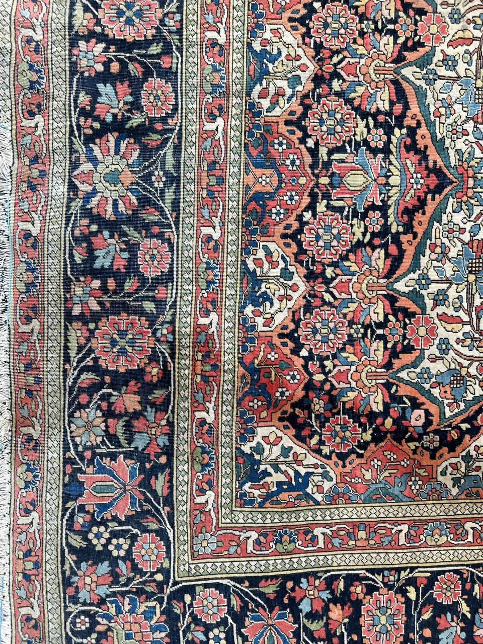 Wunderschöner feiner antiker Mohtasham-Teppich (Handgeknüpft) im Angebot
