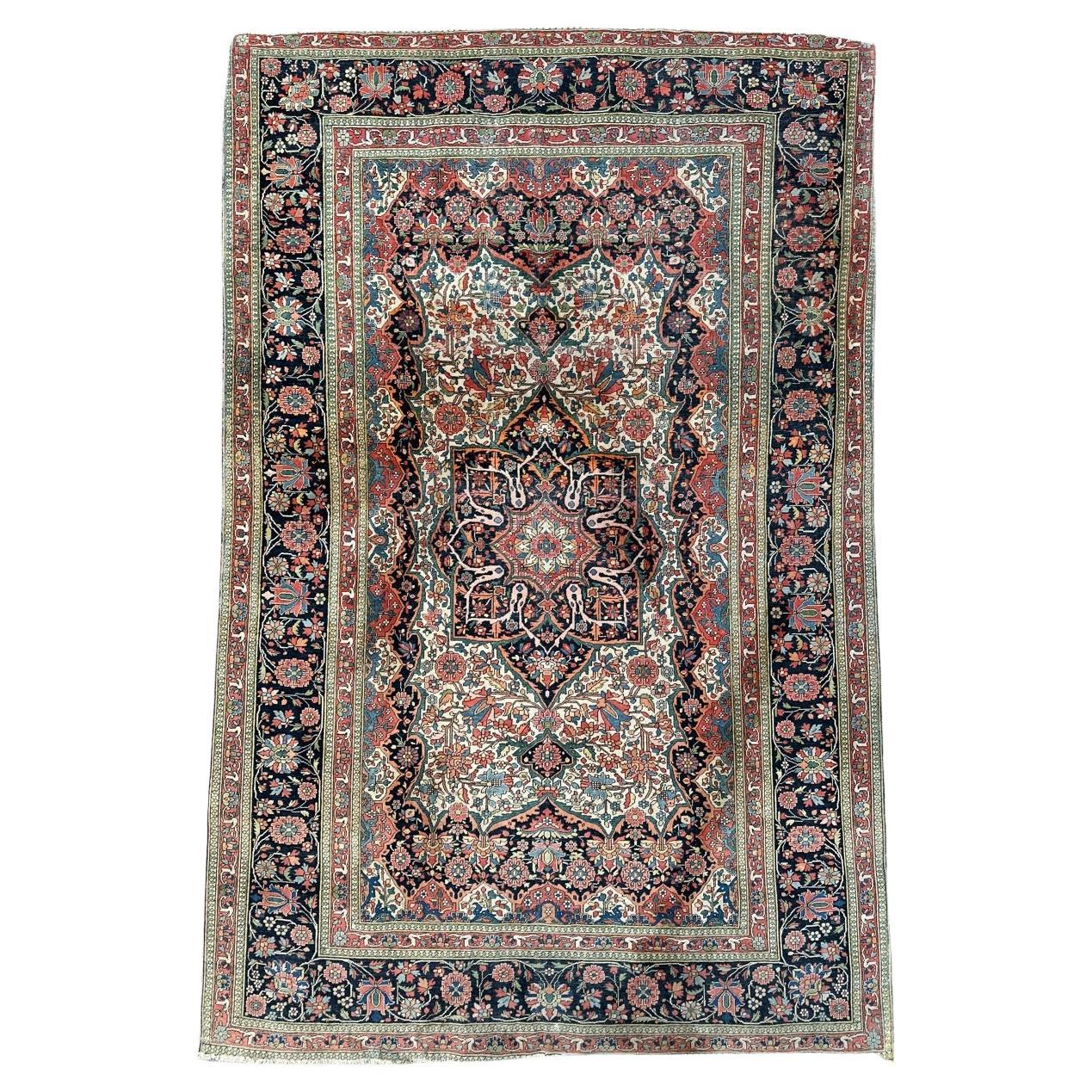 Wonderful fine antique Mohtasham rug For Sale