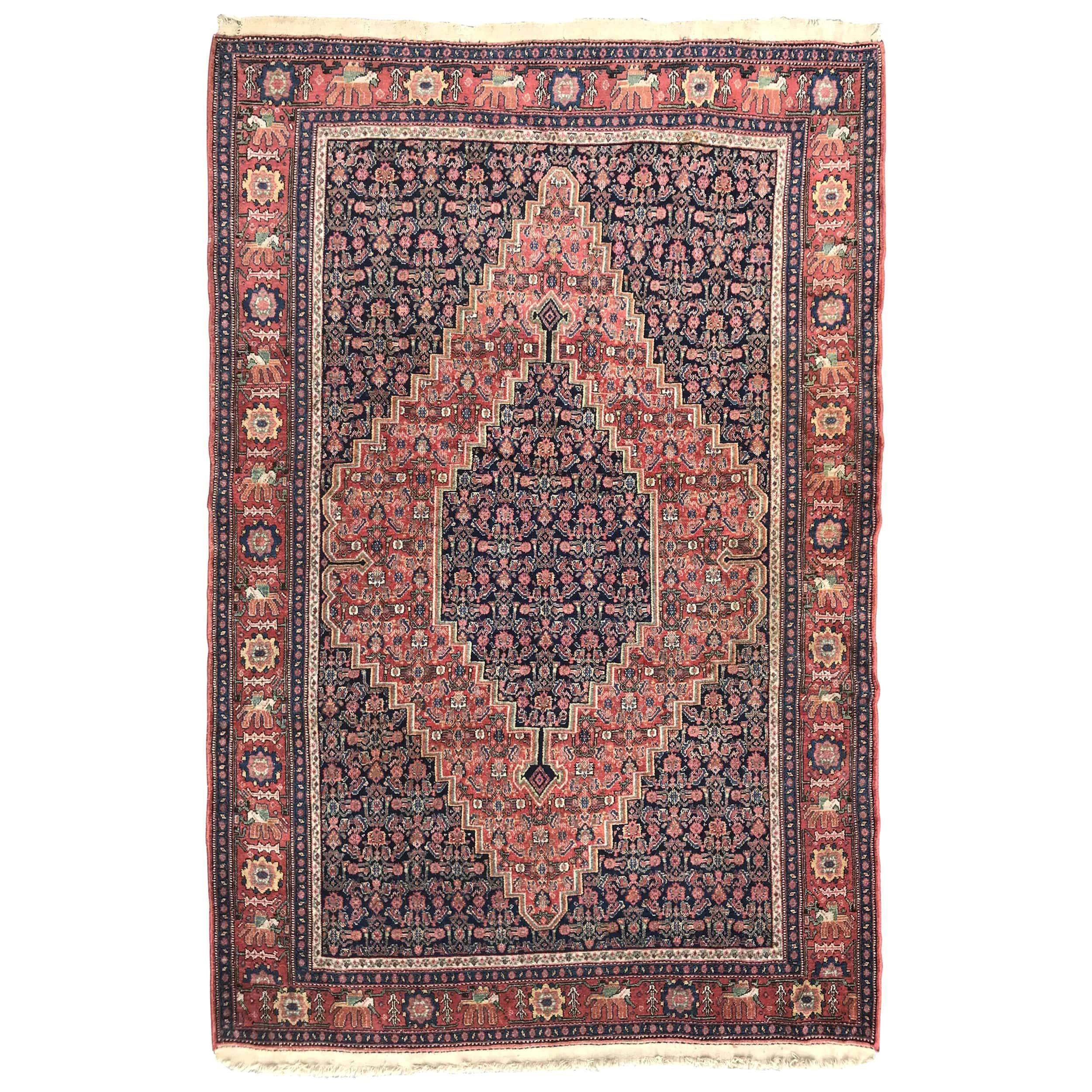 Bobyrug’s Wonderful Fine Antique Senneh Rug For Sale