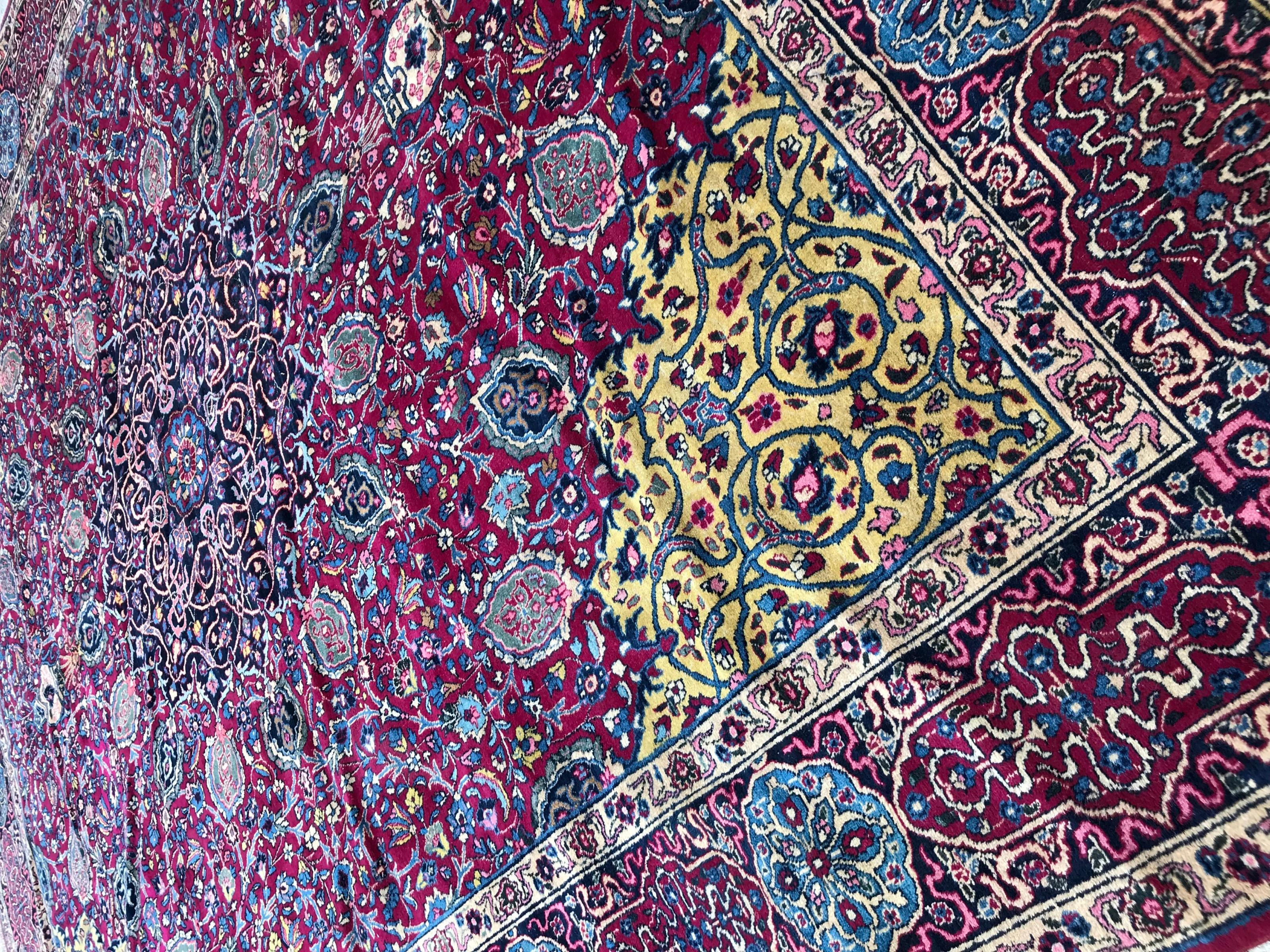 Magnifique grand tapis Kirman ancien en vente 4