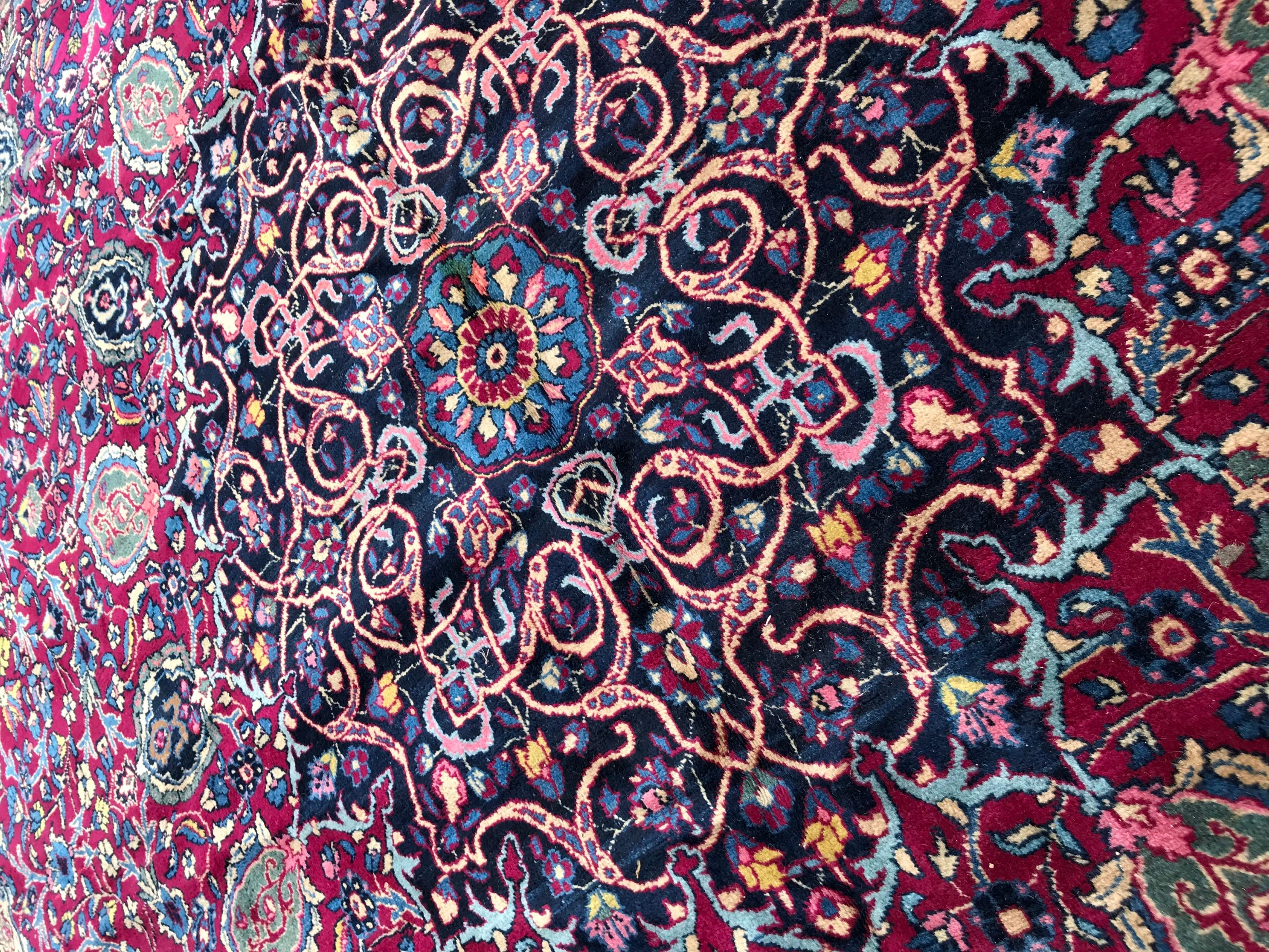 Magnifique grand tapis Kirman ancien en vente 8