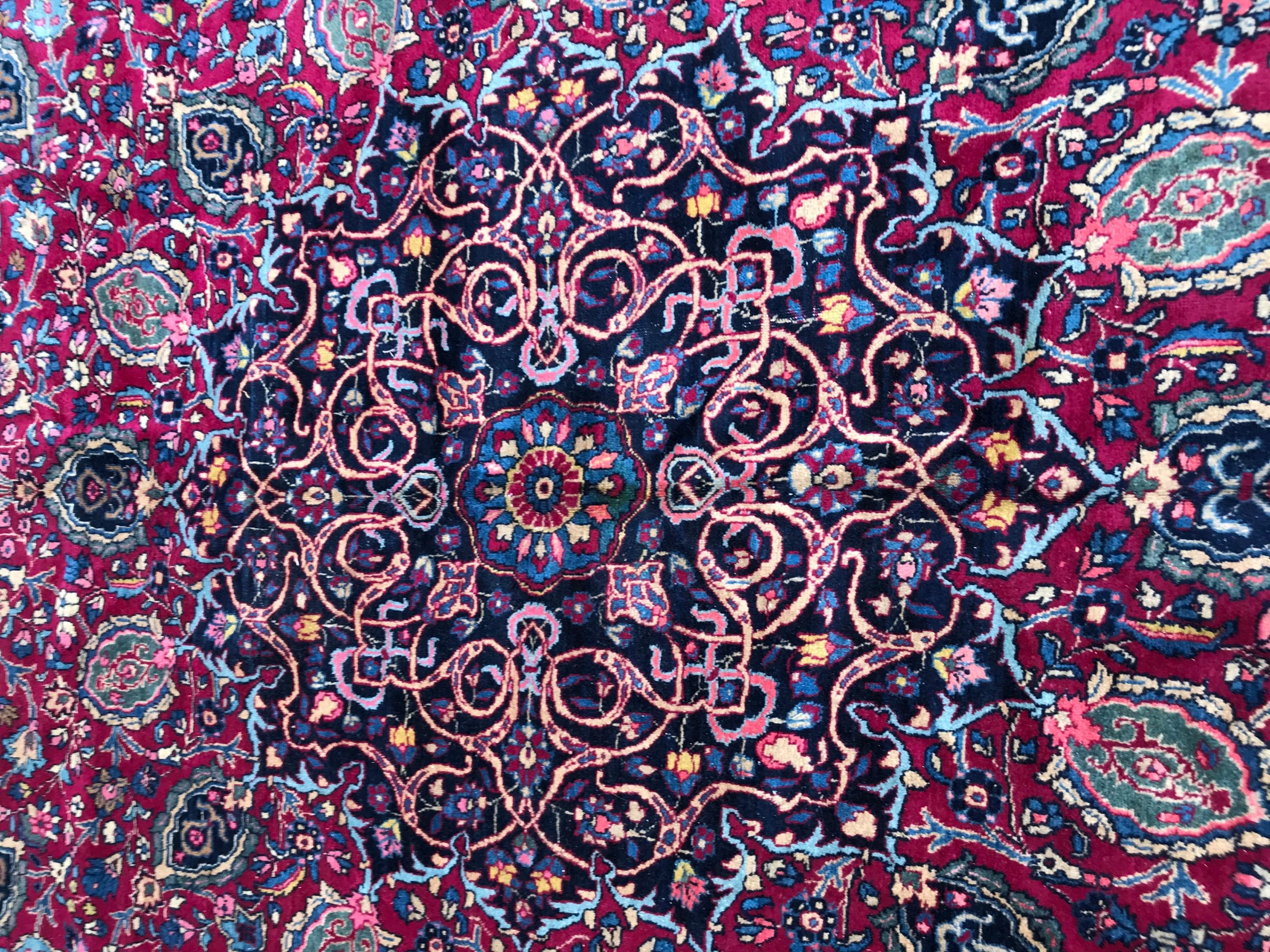 Hand-Knotted Wonderful Fine Large Antique Kirman Rug For Sale