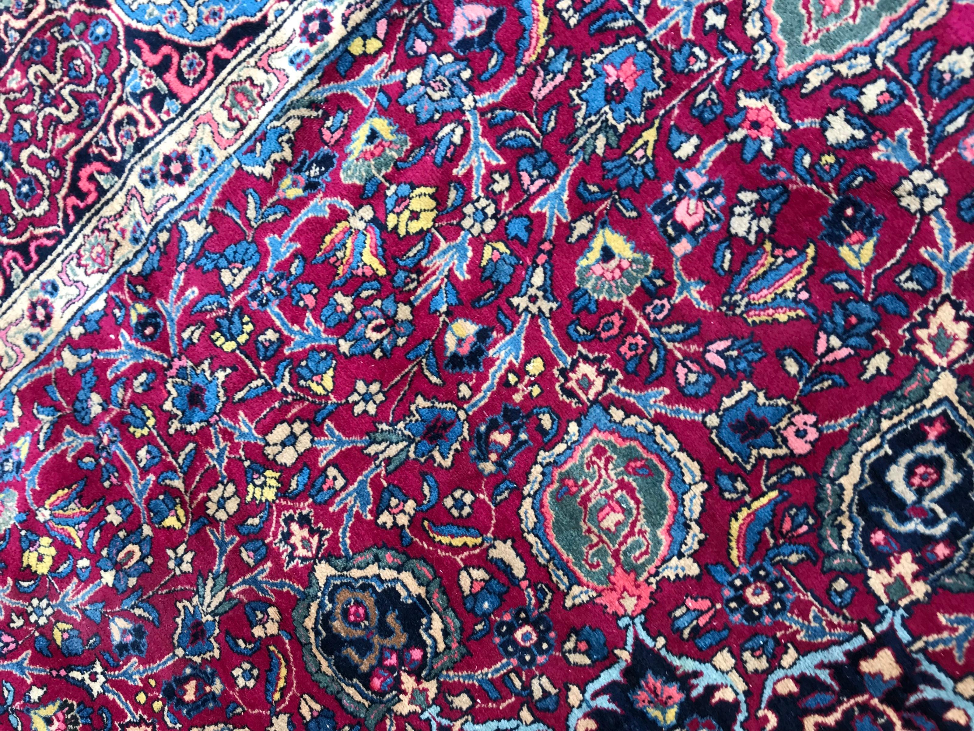 Wunderschöner feiner großer antiker Kirman-Teppich (Wolle) im Angebot