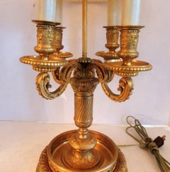 Wonderful Fine Louis XVI French Dore Bronze Bouillotte Lamp Custom Silk Shade